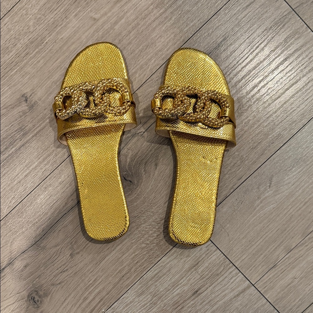 Gold Slide Sandals
